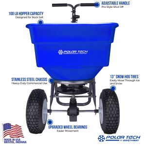 100 LB PROFESSIONAL STAINLESS STEEL ICE MELT BROADCAST SPREADER
